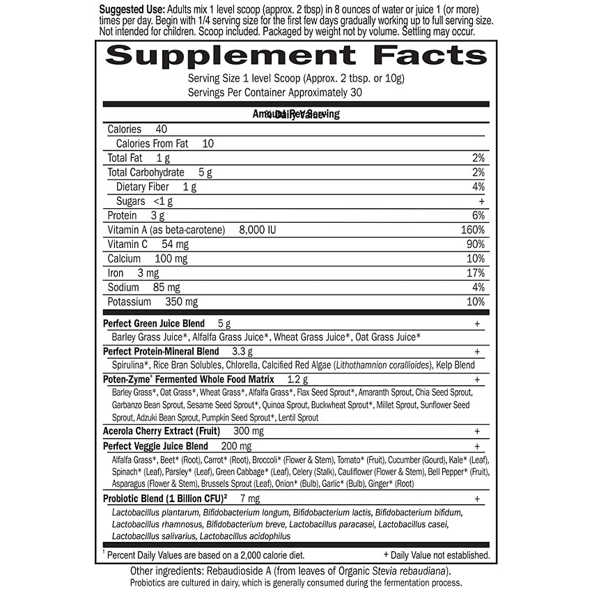 Garden of Life Perfect Food – Super Green Formula Powder (300g/30 Servings)