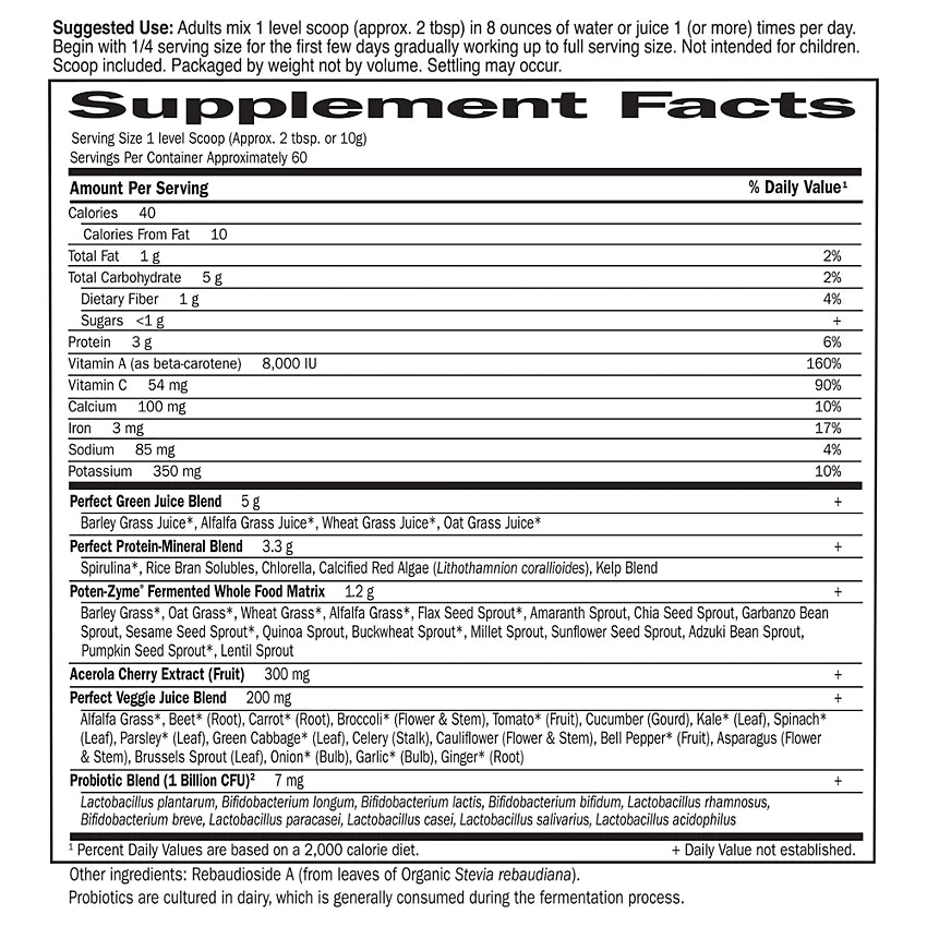 Garden of Life Perfect Food – Super Green Formula Powder (600g/60 Servings)