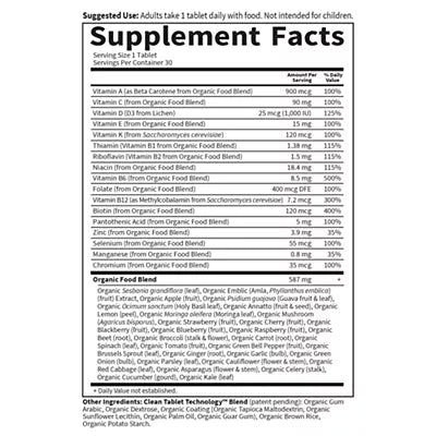 Garden of Life Organics Men’s Once Daily – Whole Food Multivitamin (30 Vegan Tablets)