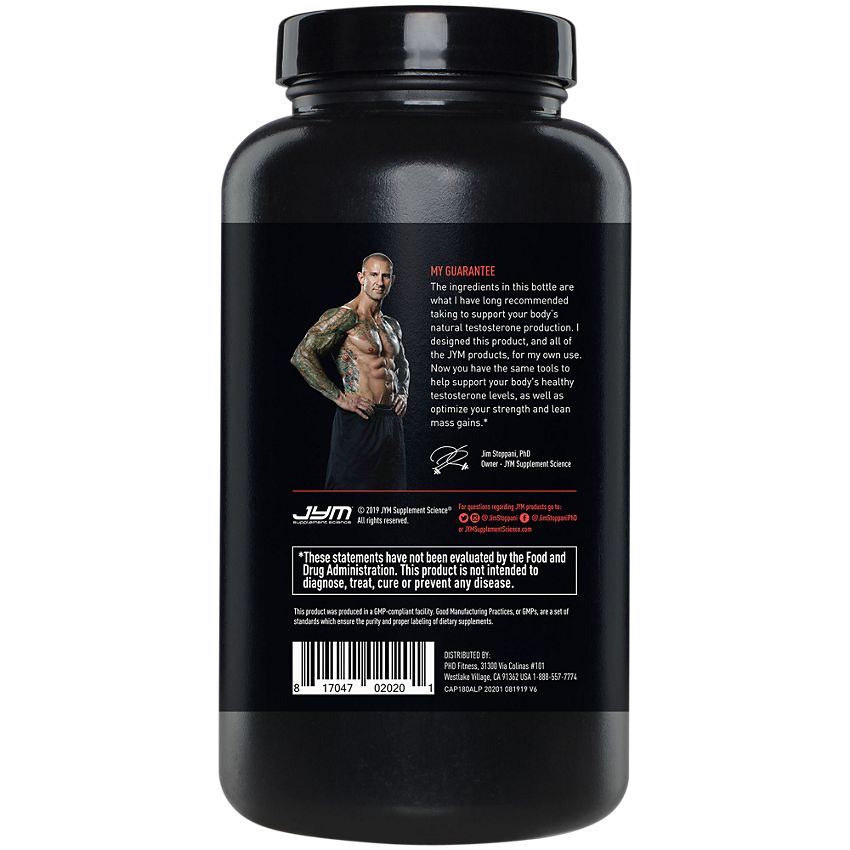 JYM Supplement Science -Alpha Testosterone Support (180 Vegetarian Capsules)