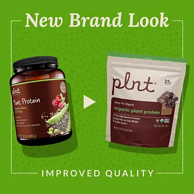 plnt Organic Plant Protein Powder – Chocolate – 2.65 lbs./30 Servings
