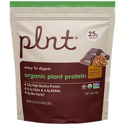 plnt Organic Plant Protein Powder – Chocolate Peanut Butter – 2.84 lbs./30 Servings