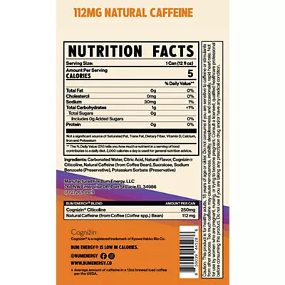 BUM Energy Drink - Orange Sunrise (12 Drinks, 12 Fl. Oz. Each)
