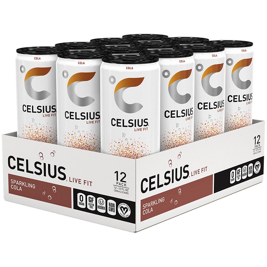 Celsius Live Fit Sparkling Energy Drink - No Sugar - Cola (12 Drinks, 12 Fl Oz. Each)