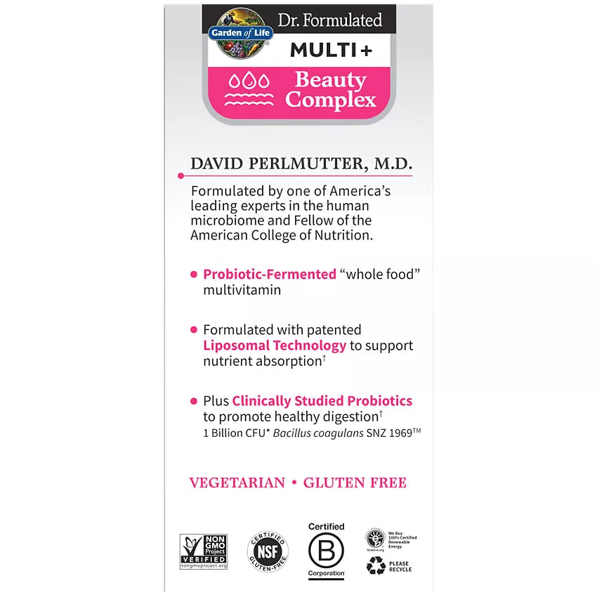 Garden of Life Dr. Formulated Multi+ Beauty Complex - Fermented Liposomal Multivitamin (30 Capsules)