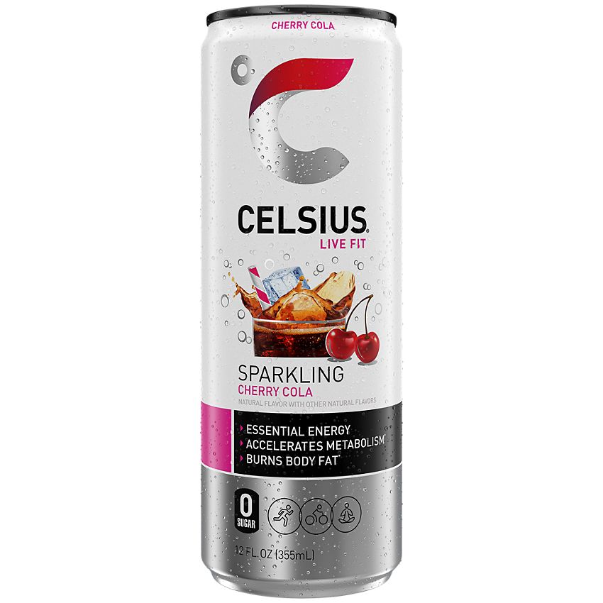 Celsius Live Fit Sparkling Energy Drink - No Sugar - Cherry Cola (12 Drinks, 12 Fl Oz. Each)