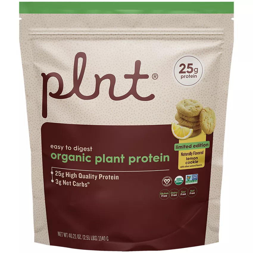plnt Organic Plant Protein Powder – Limited Edition Lemon Cookie (2.51 Lbs. / 30 Servings)