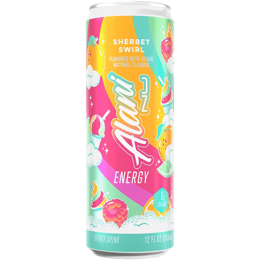 Alani Nu Energy Drink - Sherbet Swirl - Limited Edition (12 Drinks, 12 Fl. Oz. Each)