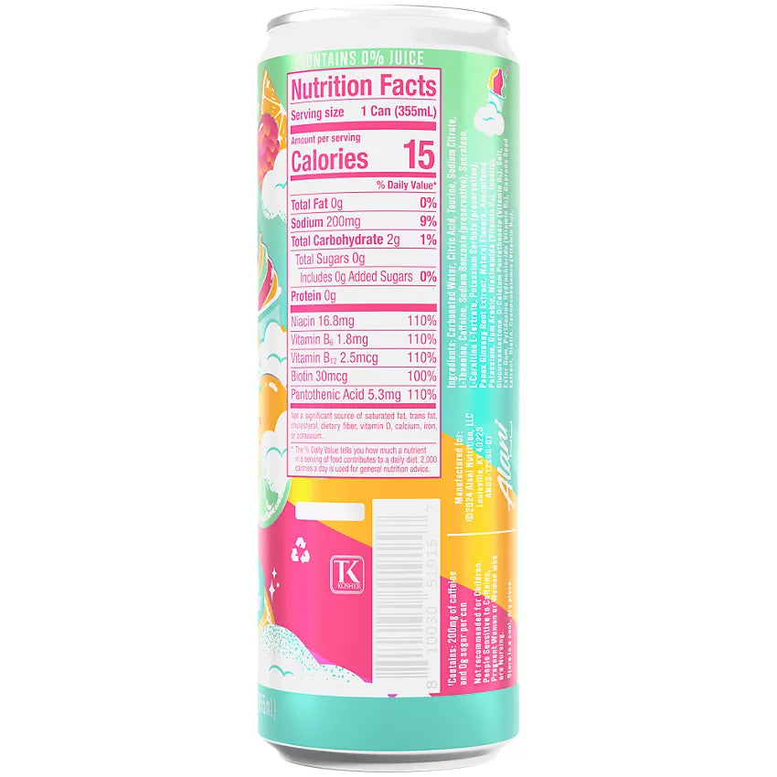 Alani Nu Energy Drink - Sherbet Swirl - Limited Edition (12 Drinks, 12 Fl. Oz. Each)