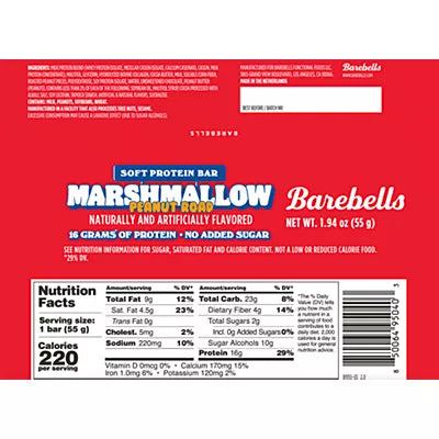 Barebells Soft Protein Bar - Marshmallow Peanut Road (12 Bars)
