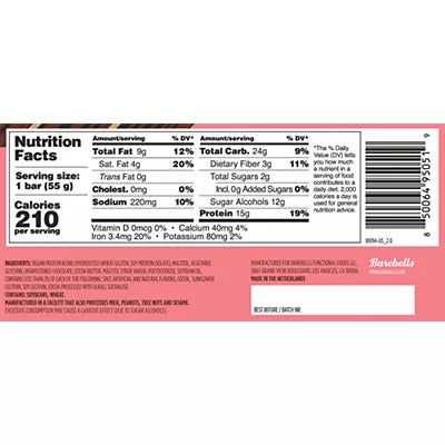 Barebells Vegan Protein Bar - Fudge Brownie (12 Bars)