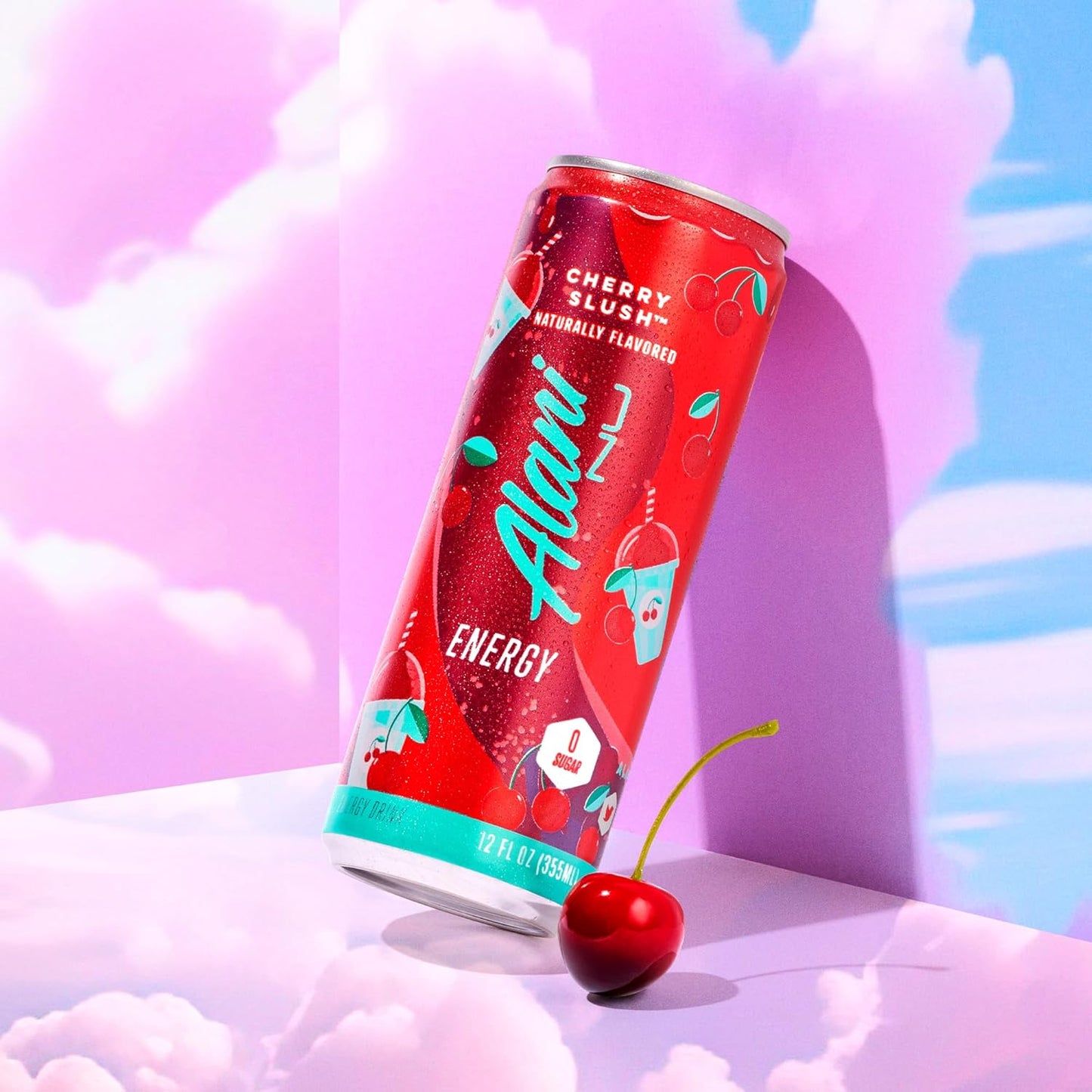 12 Pack- Alani Nu CHERRY SLUSH Sugar Free, Low Calorie Energy Drinks, 200mg Caffeine, Biotin B Vitamins, Zero Sugar, 10 Calories, 12 Fl Oz Cans