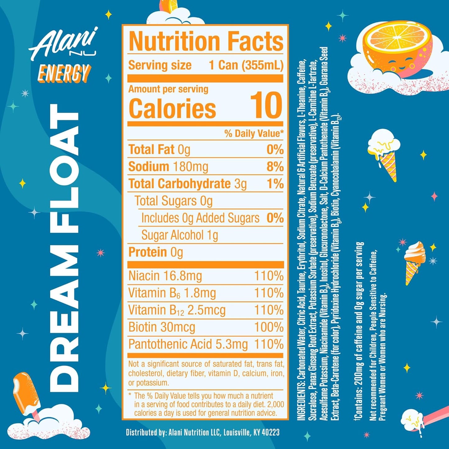 Alani Nu Energy Drink - Dream Float ( 24 Drinks , 12 Fl Oz. Each)