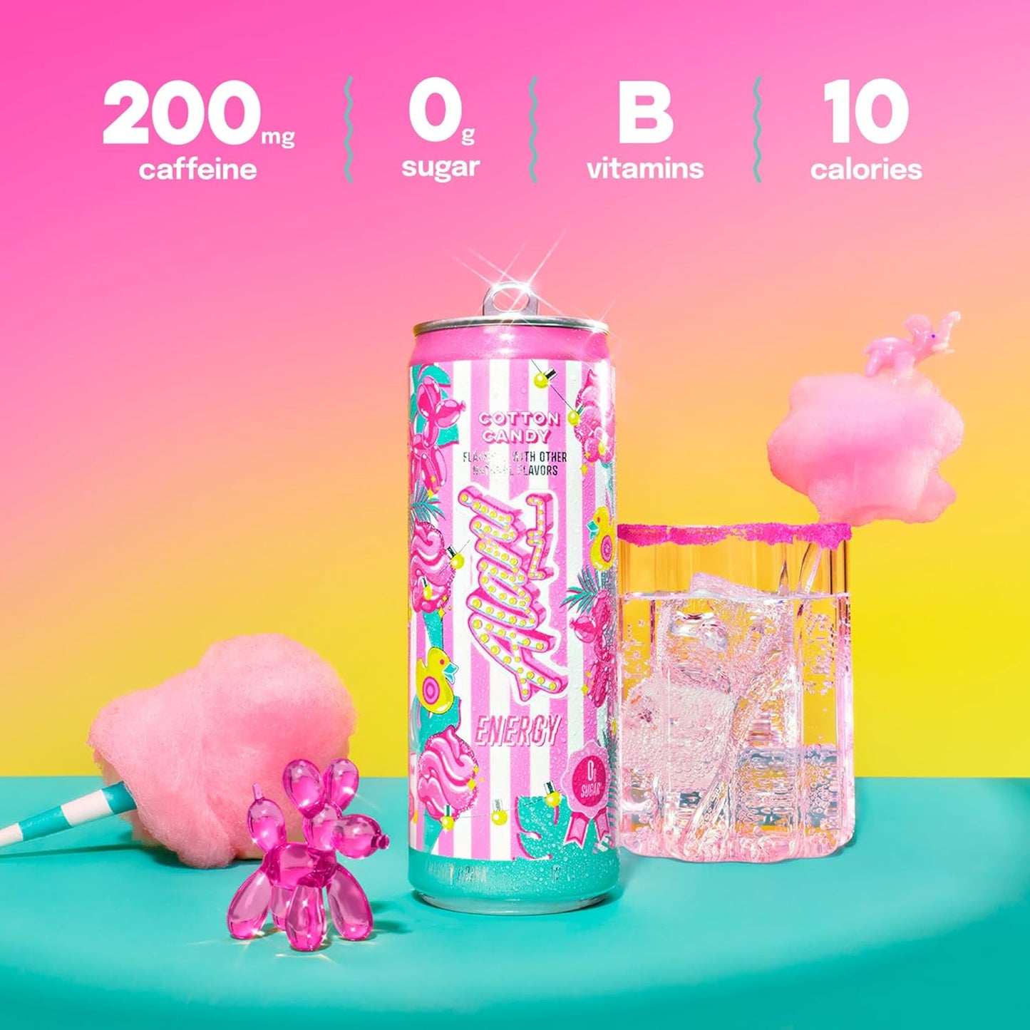 Alani Nu Energy Drink - Cotton Candy (24 Drinks , 12 Fl Oz. Each)