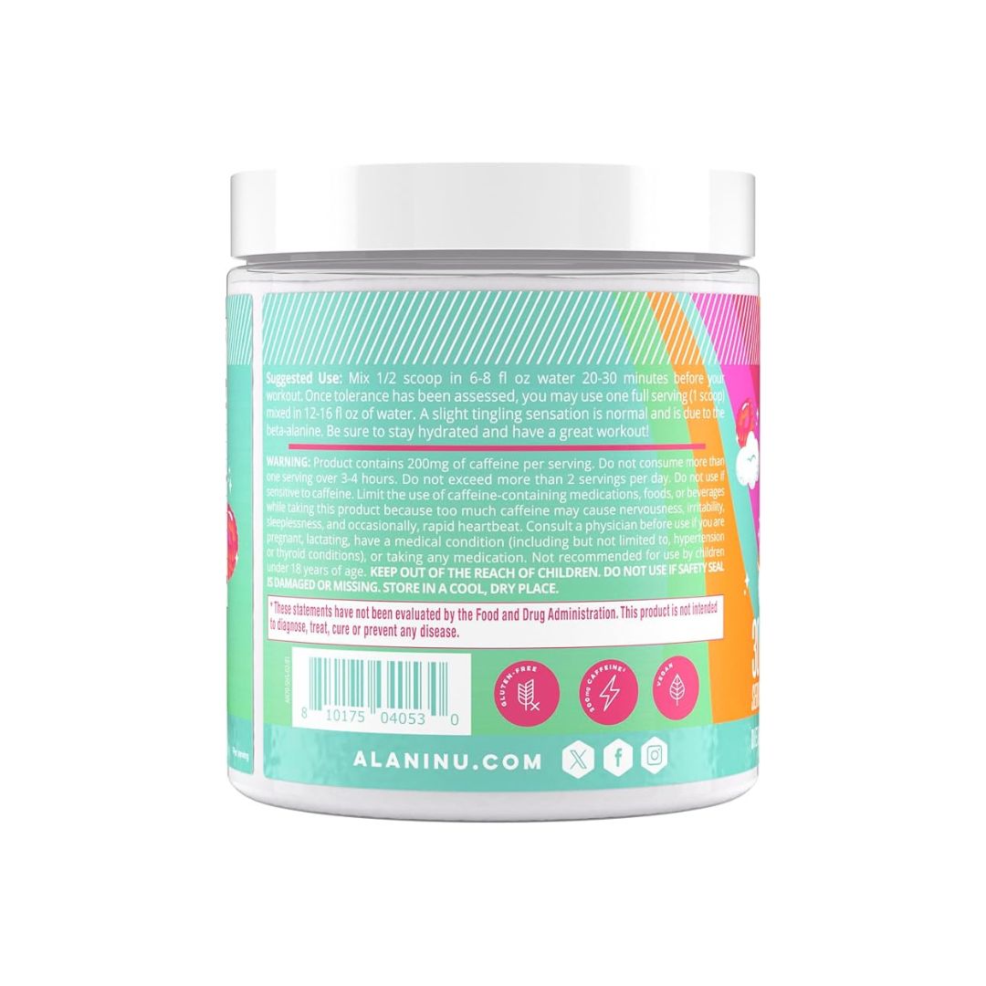 Alani Nu Pre Workout Powder Sherbet Swirl, Amino Energy Boost, Endurance Supplement, Sugar Free, 200mg Caffeine, L-Theanine, Beta-Alanine, L-Citrulline, 30 Servings