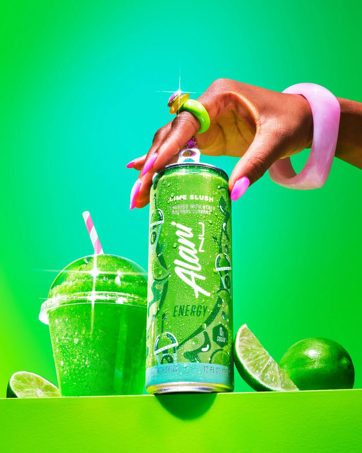Alani Nu Energy Drink - Lime Slush Limited Time Flavor (12 Drinks, 12 Fl. Oz. Each)