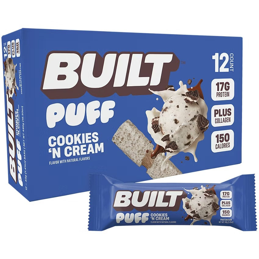 Built Puff Protein Bar - 15g Protein - Cookies 'N Cream (12 Bars)