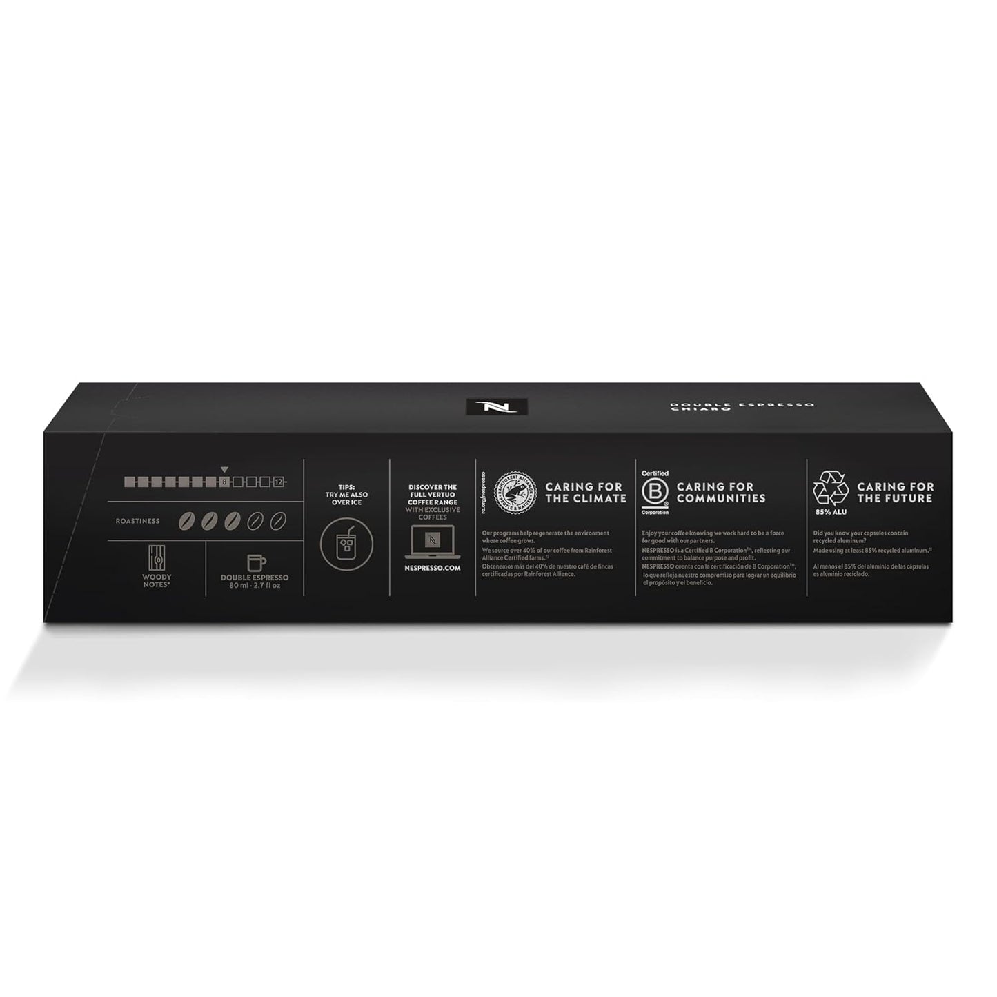 Nespresso Capsules Vertuo, Double Espresso Chiaro, Medium Roast Espresso Coffee, 30-Count Coffee Pods, Brews 2.7oz.