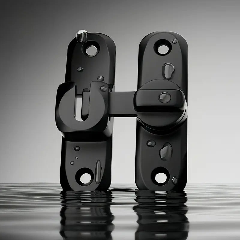 Heavy-Duty Anti-Theft Door Lock, 90°/180° Adjustable Sliding Pin Lock – Keyless Entry, Easy Install, No Power Needed – Reinforced Security Lock for Home, Office, Hotel, or Garage Doors – Black