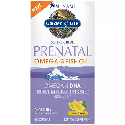 Garden of Life Minami Prenatal Omega-3 Fish Oil – 480mg DHA/104mg EPA – Lemon (60 Softgels)