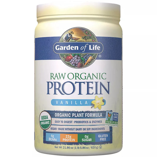 Garden of Life Raw Organic Protein Powder – Plant-Based – Vanilla (21.86 oz./20 Servings)