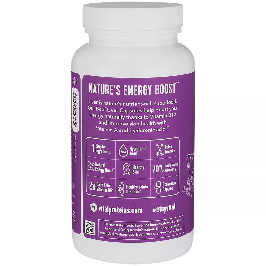 Vital Proteins Beef Liver - Energy & Skin Health - 750 MG (120 Capsules)