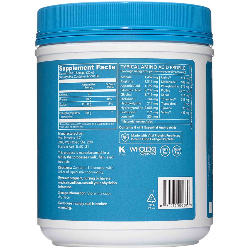 Vital Proteins- Collagen Peptides Powder - Hair, Skin, Nails & Joint Support - Unflavored (20 oz. / 28 Servings)