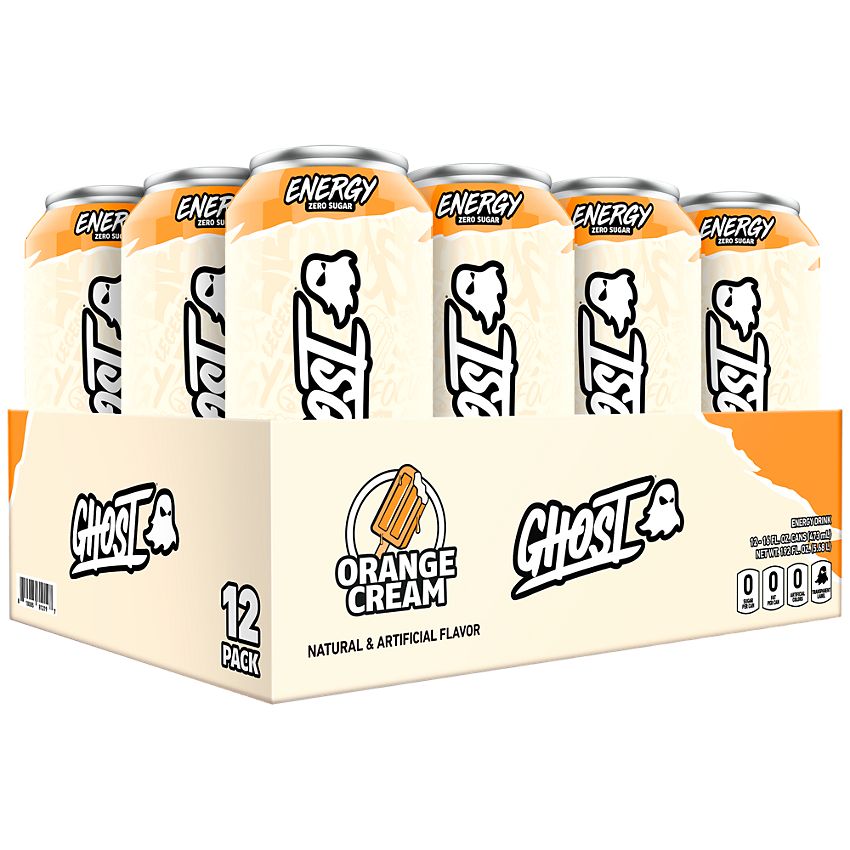 GHOST Energy Drink - Zero Sugar - Orange Cream (12 Drinks, 16 Fl Oz. Each)