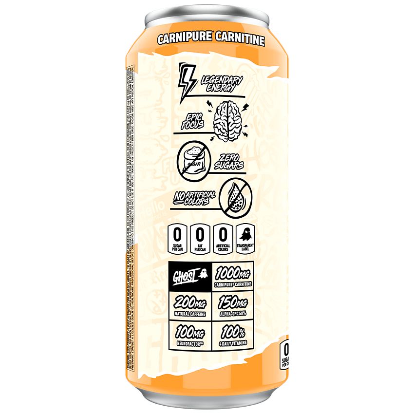 GHOST Energy Drink - Zero Sugar - Orange Cream (12 Drinks, 16 Fl Oz. Each)