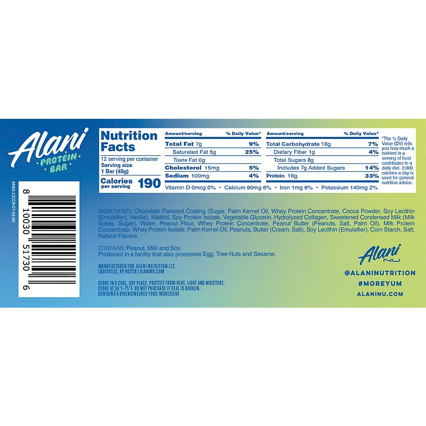 Alani Nu Protein Bar - Caramel Crunch (12 Bars)