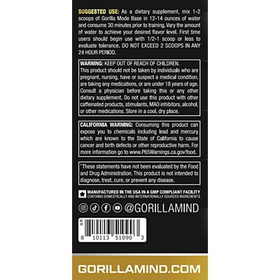 Gorilla Mind - Gorilla Mode Base Pre-Workout Formula – Cherry Blackout (0.79 lbs./30 Servings)