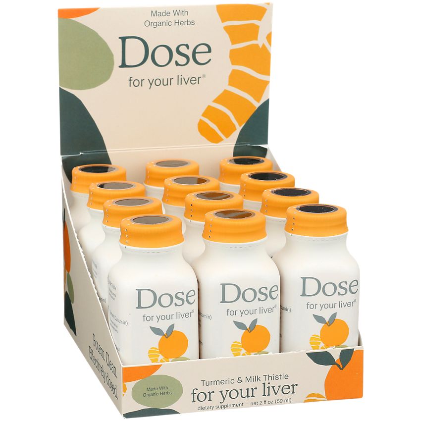 Dose- Dose for Your Liver Shot - Liver Health Support with Milk Thistle - Orange & Ginger (12 Shots, 2 Fl. Oz. Each)