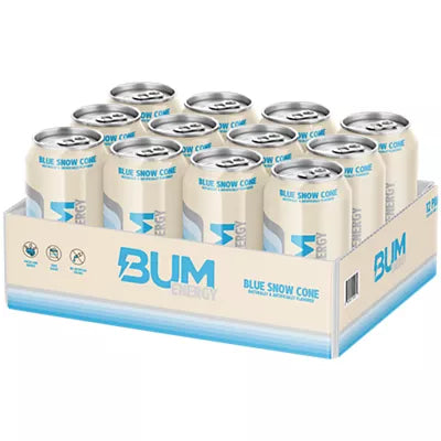 BUM Energy Drink - Blue Snow Cone (12 Drinks, 12 Fl. Oz. Each)