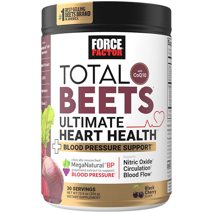 Force Factor Total Beets Ultimate Heart Health Powder - Blood Pressure Support - Black Cherry (30 Servings)