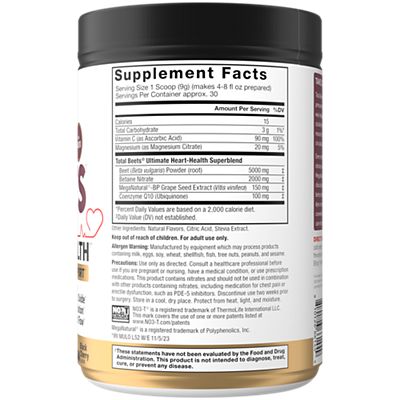 Force Factor Total Beets Ultimate Heart Health Powder - Blood Pressure Support - Black Cherry (30 Servings)