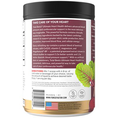 Force Factor Total Beets Ultimate Heart Health Powder - Blood Pressure Support - Black Cherry (30 Servings)