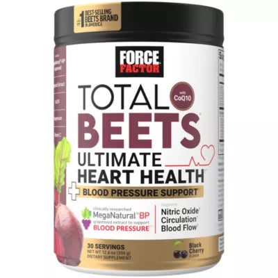 Force Factor Total Beets Ultimate Heart Health Powder - Blood Pressure Support - Black Cherry (30 Servings)