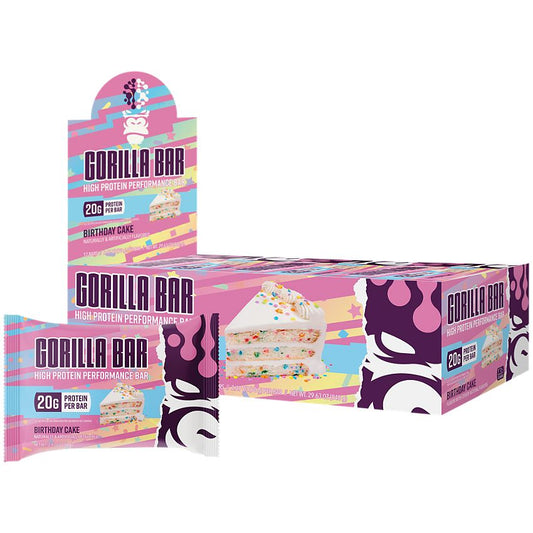 Gorilla Mind - High Protein Performance Bar - Birthday Cake (12 Bars)