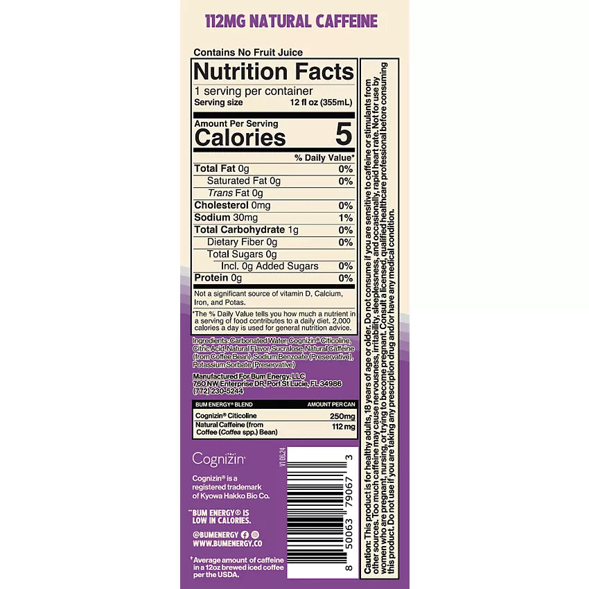 BUM Energy Drink - Grape (12 Drinks, 12 Fl. Oz. Each)