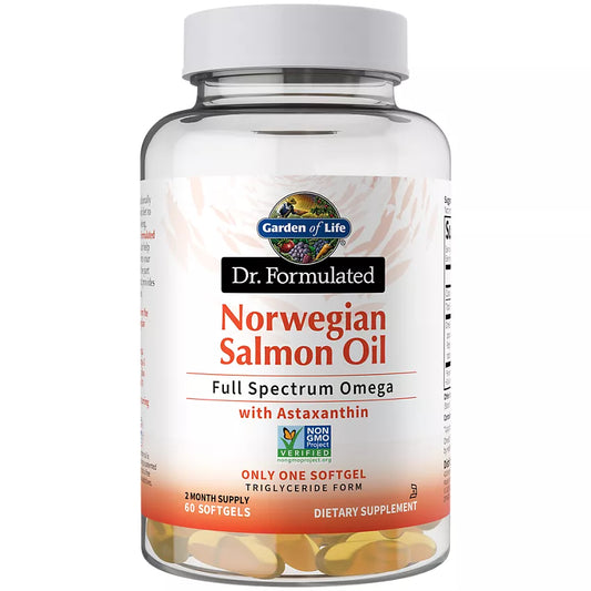 Garden of Life Dr. Formulated Norwegian Salmon Oil - Full Spectrum Omega with Astaxanthin (60 Softgels)