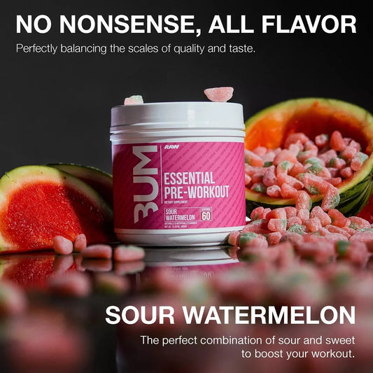 RAW Nutrition CBUM Essential Pre Workout Powder Sour Watermelon (60 Servings)