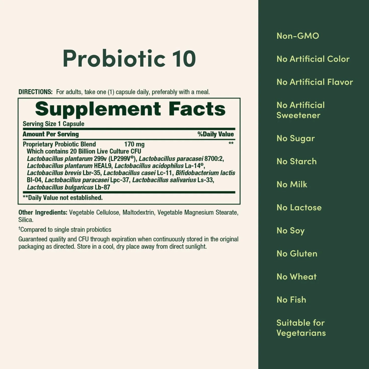Nature's Bounty Ultra Strength Probiotic 10, Digestive Gut Health and Immune Support Capsules, 30 Ct