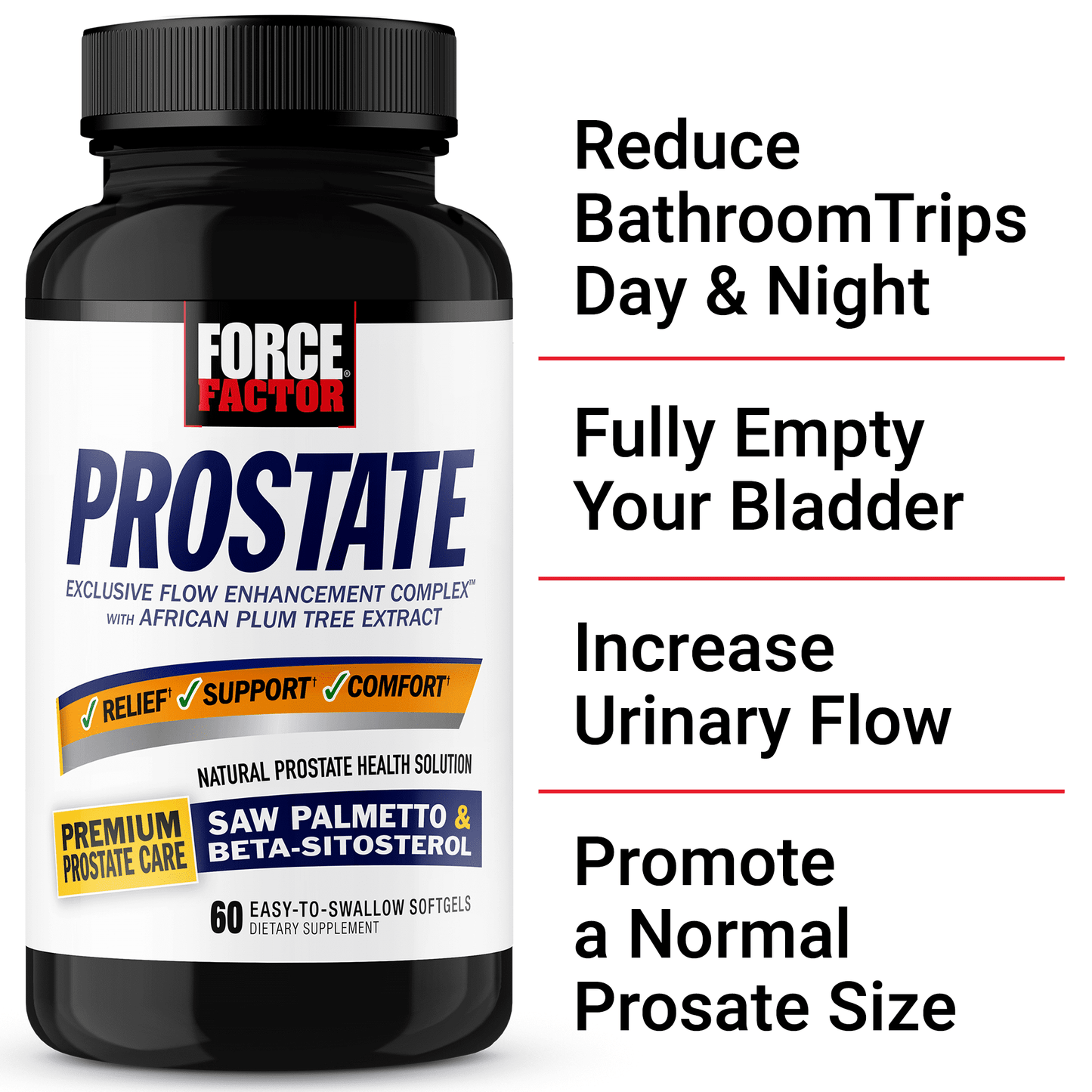 Force Factor-Prostate Supplement for Men with Saw Palmetto and Beta Sitosterol, Prostate Health, 60 Softgels