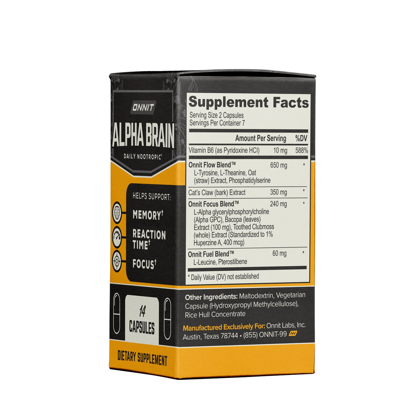 ONNIT Alpha BRAIN Premium Nootropic Brain Health Supplement, Memory and Focus Support ( 14 Ct )