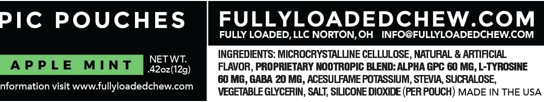 Fully Loaded Alpha Nootropic Pouches (Apple Mint) - 5 Cans - 15 Pouches per can - Effective Nootropic Delivery, Nic Pouch Replacement - Faster Absorption, Alpha GPC, L-Tyrosine, GABA