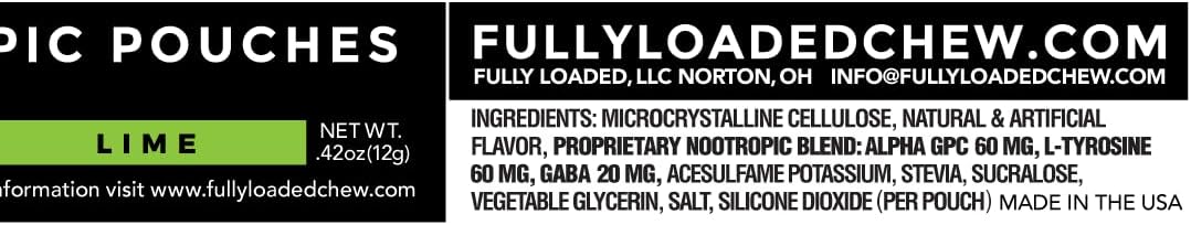 Fully Loaded Alpha Nootropic Pouches (Lime) - 5 Cans - 15 Pouches per can - Effective Nootropic Delivery, Nic Pouch Replacement - Faster Absorption, Alpha GPC, L-Tyrosine, GABA