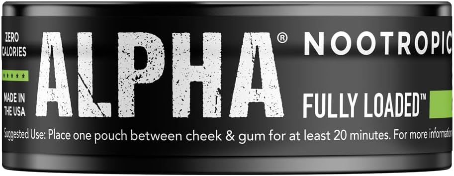 Fully Loaded Alpha Nootropic Pouches (Lime) - 5 Cans - 15 Pouches per can - Effective Nootropic Delivery, Nic Pouch Replacement - Faster Absorption, Alpha GPC, L-Tyrosine, GABA