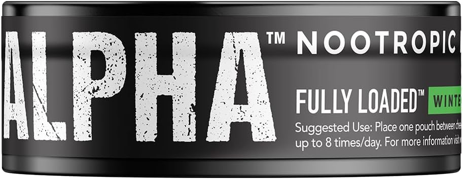 Fully Loaded Alpha Nootropic Pouches (Wintergreen) - 5 Cans - 15 Pouches per can - Effective Nootropic Delivery, Nic Pouch Replacement - Faster Absorption, Alpha GPC, L-Tyrosine, GABA