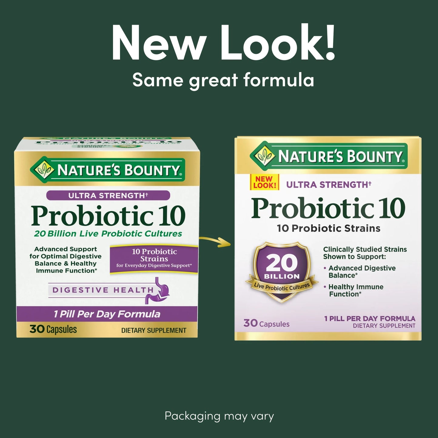 Nature's Bounty Ultra Strength Probiotic 10, Digestive Gut Health and Immune Support Capsules, 30 Ct