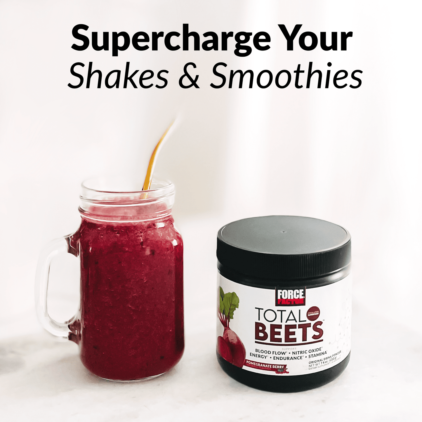 Force Factor-Total Beets, Beetroot Powder Juice Mix Supplement, 30 Servings